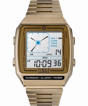 Q Timex Reissue Digital LCA 32.5mm Stainless Steel Bracelet Watch TW2U72500