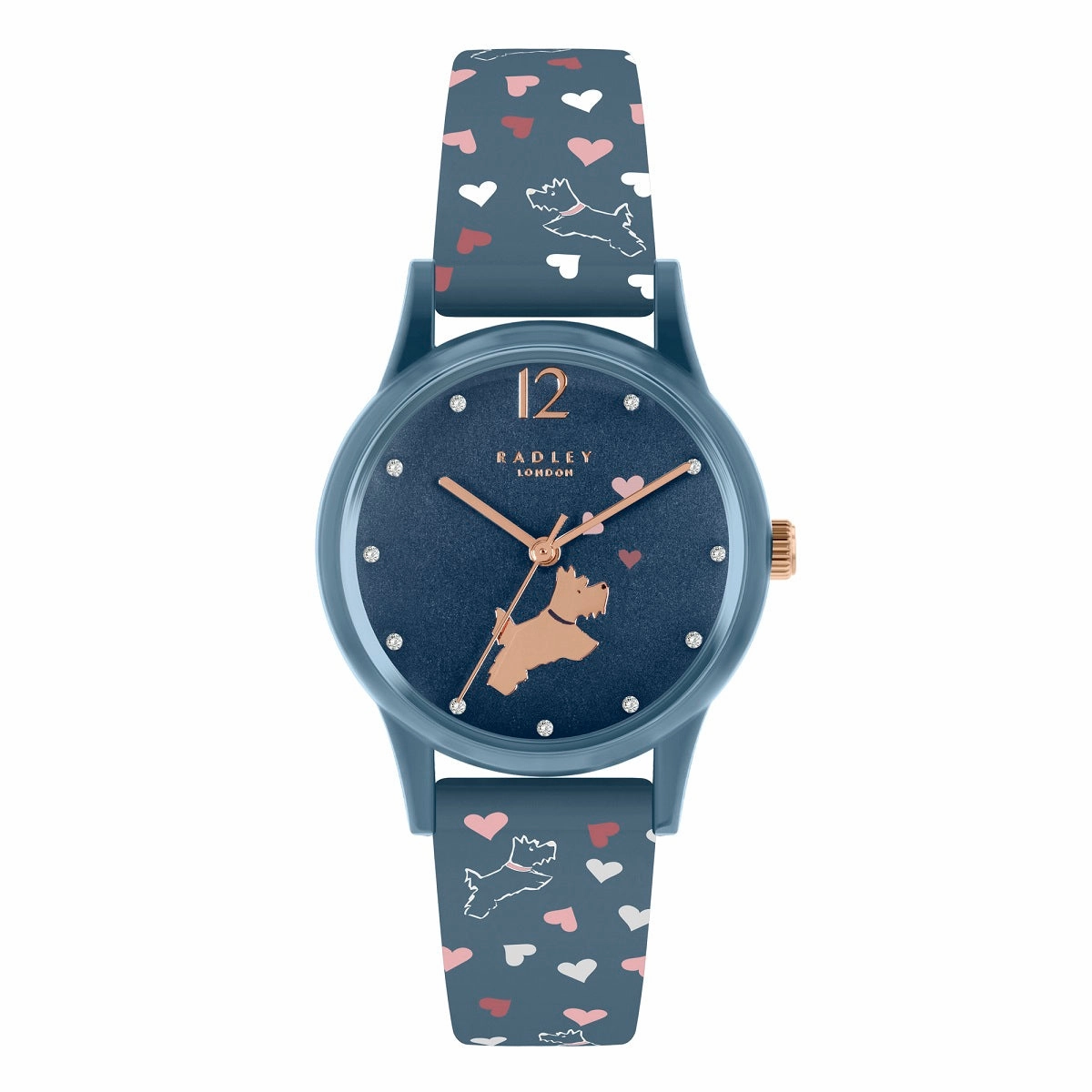 Radley Heart Print Blue Silicone Strap Ladies Watch RY21376