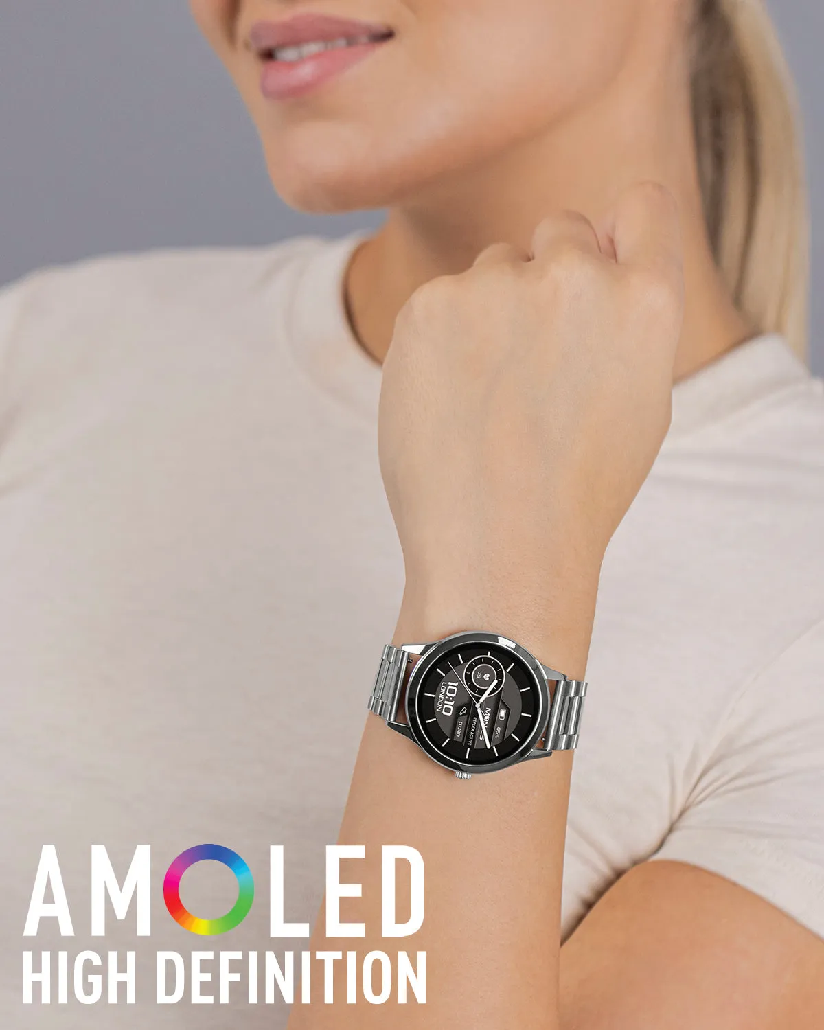 Reflex Active SERIES 31 AMOLED Silver Steel Bracelet Smart Watch RA31-4093