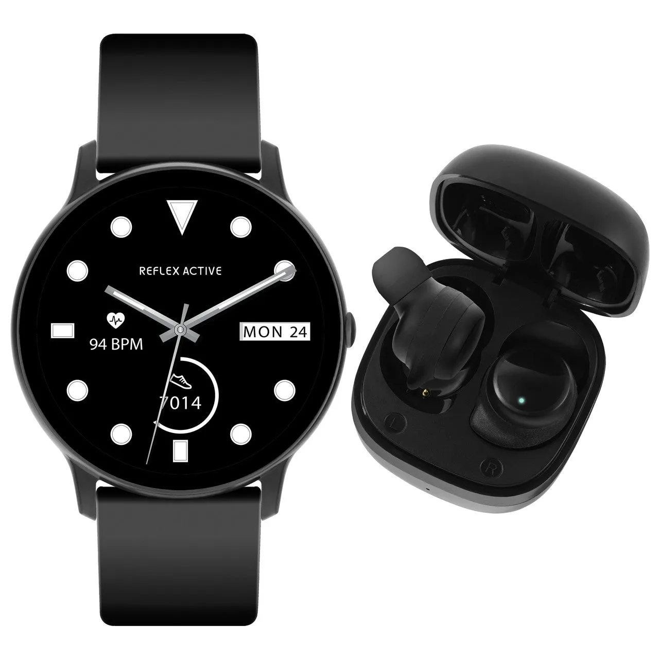 Reflex Active SERIES 36 Black Smart Watch   Earbud Set RA36-2198-TWS