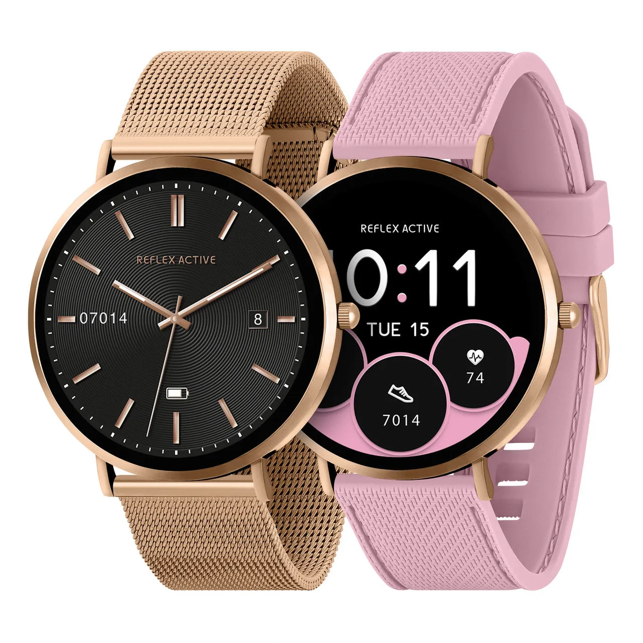 Reflex Active SERIES 42 AMOLED Ultra Slim RG Mesh   Pink Silicone Strap Smart Watch RA42-2210
