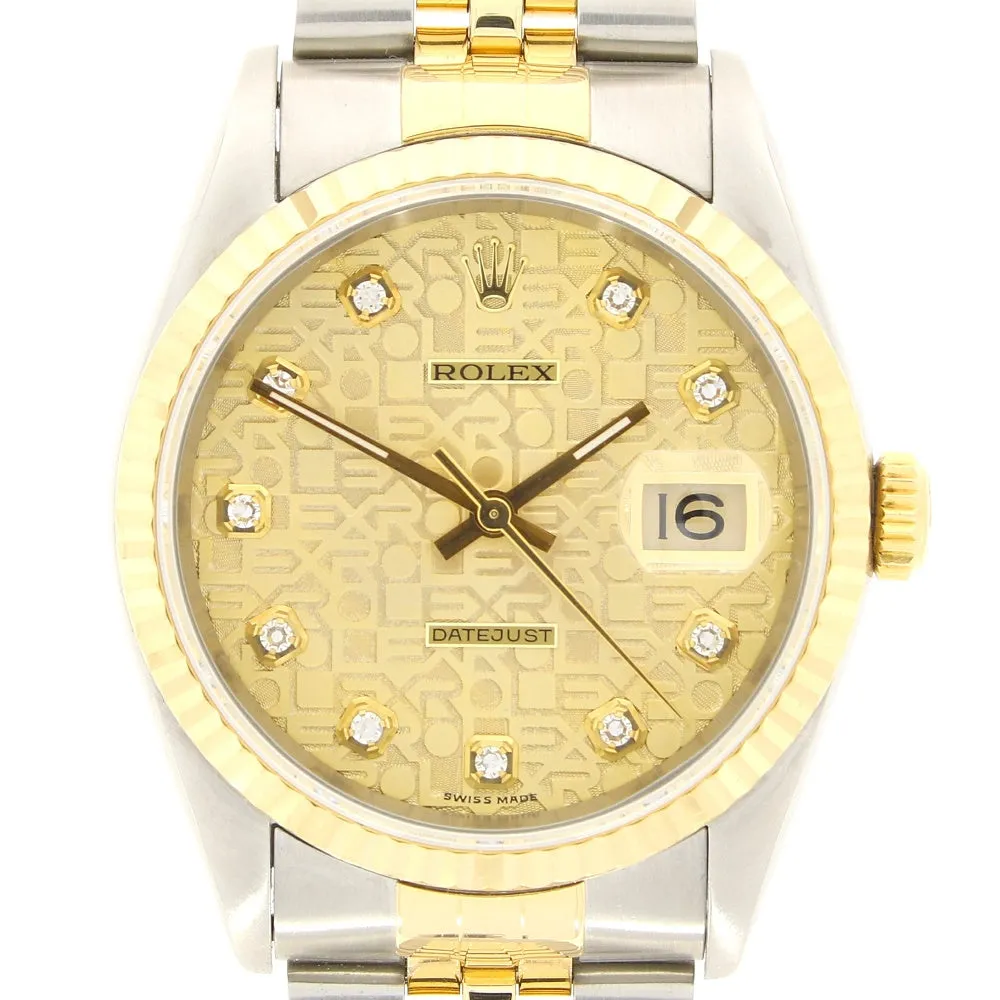 Rolex Oyster Perpetual Datejust 36 Bi Metal Mens Watch Pre Owned 16233 Papers RW0638 (1996)