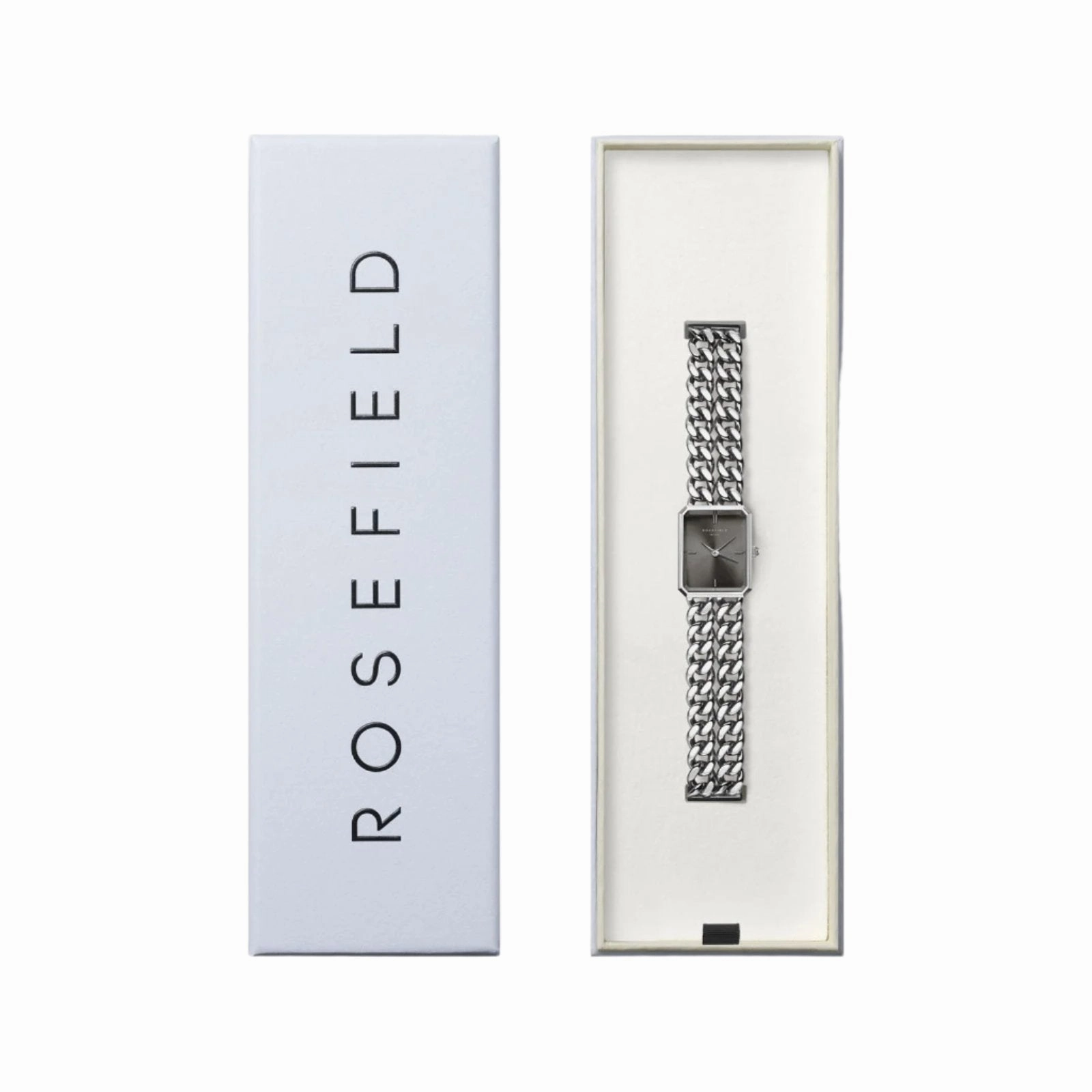 Rosefield Octagon XS Black Dial Stainless Steel Watch SGSSS-O78