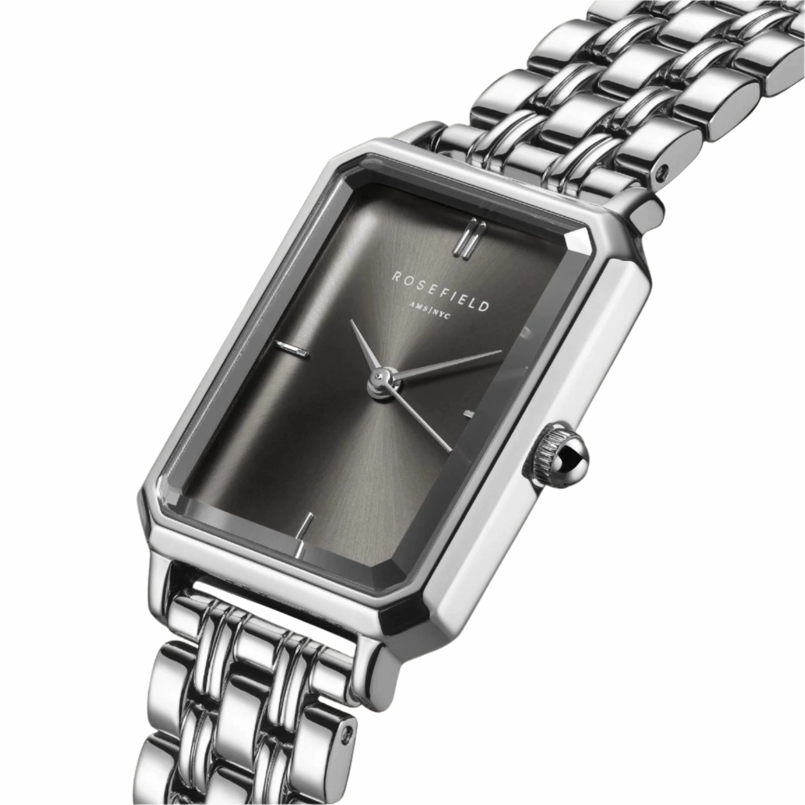 Rosefield The Octagon Grey Sunray Steel Silver Watch OGSSS-O80