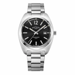 Rotary Avenger Black Dial Stainless Steel Mens Watch GB05480/65
