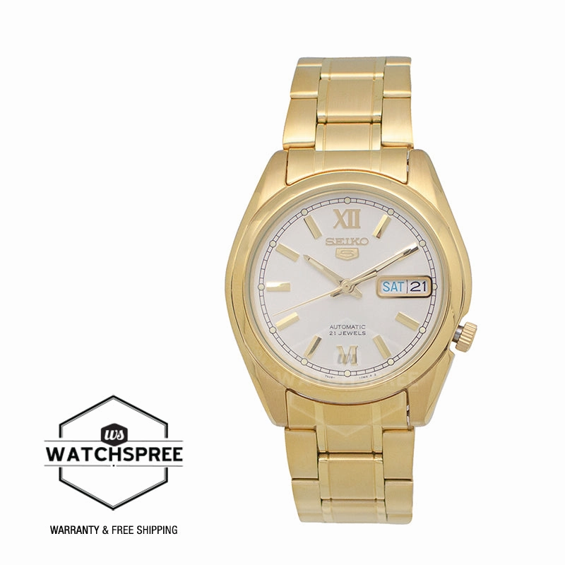 Seiko 5 Automatic Gold-Tone Stainless Steel Band Watch SNKL58K1