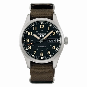 Seiko 5 Automatic Sports Black Dial Fabric Strap Watch SRPJ85K