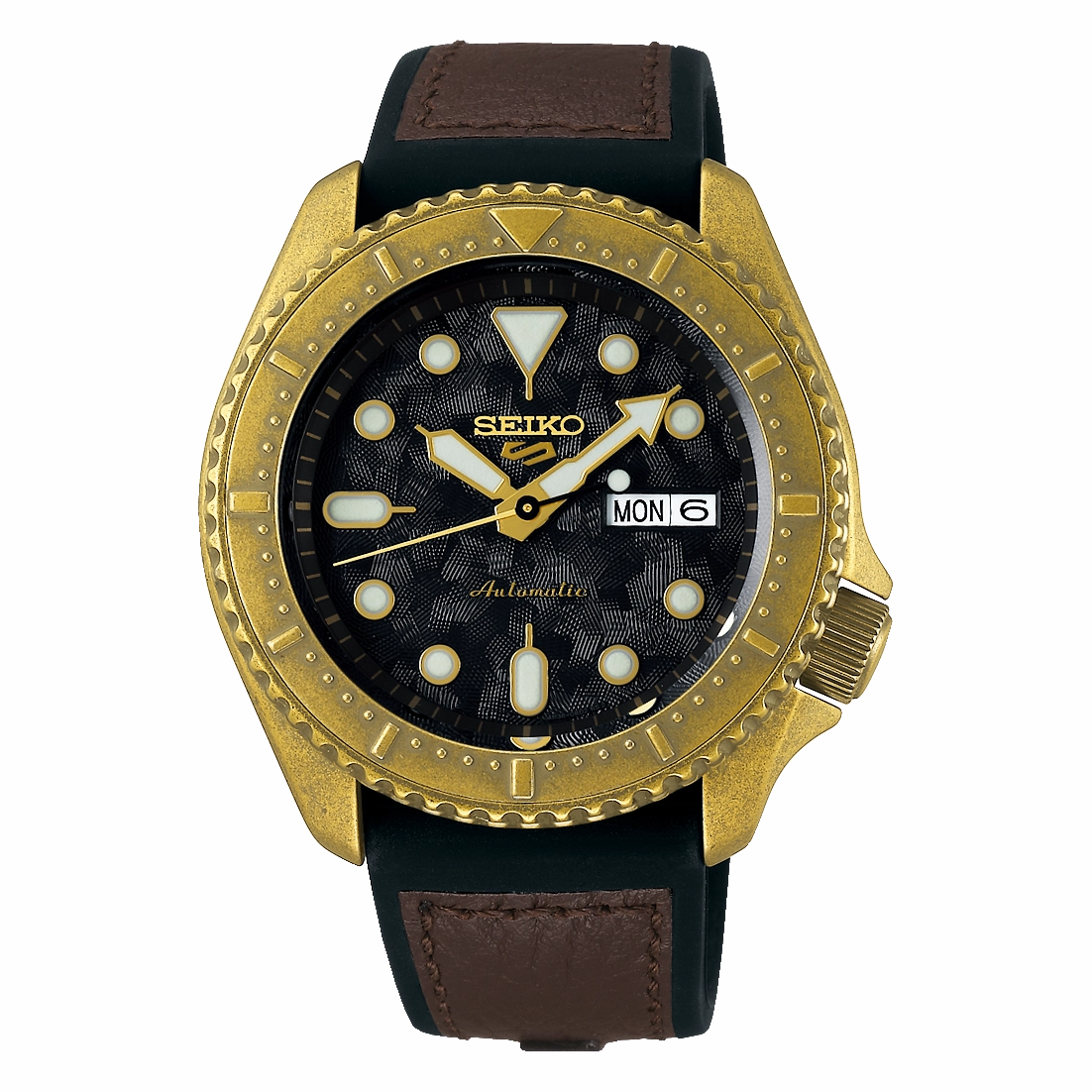 Seiko 5 Sports Automatic Black and Brown Calfskin   Silicone Strap Watch SRPE80K1 (LOCAL BUYERS ONLY)