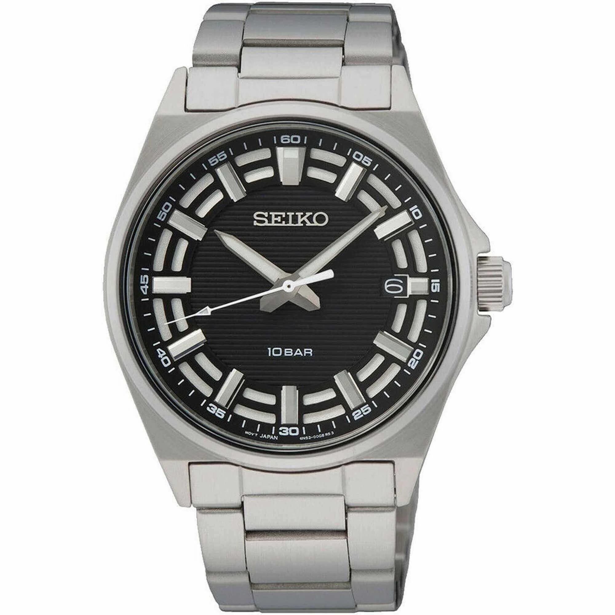 Seiko Men's Quartz Watch - Essentials Black Dial Stainless Steel Bracelet | SUR505P1
