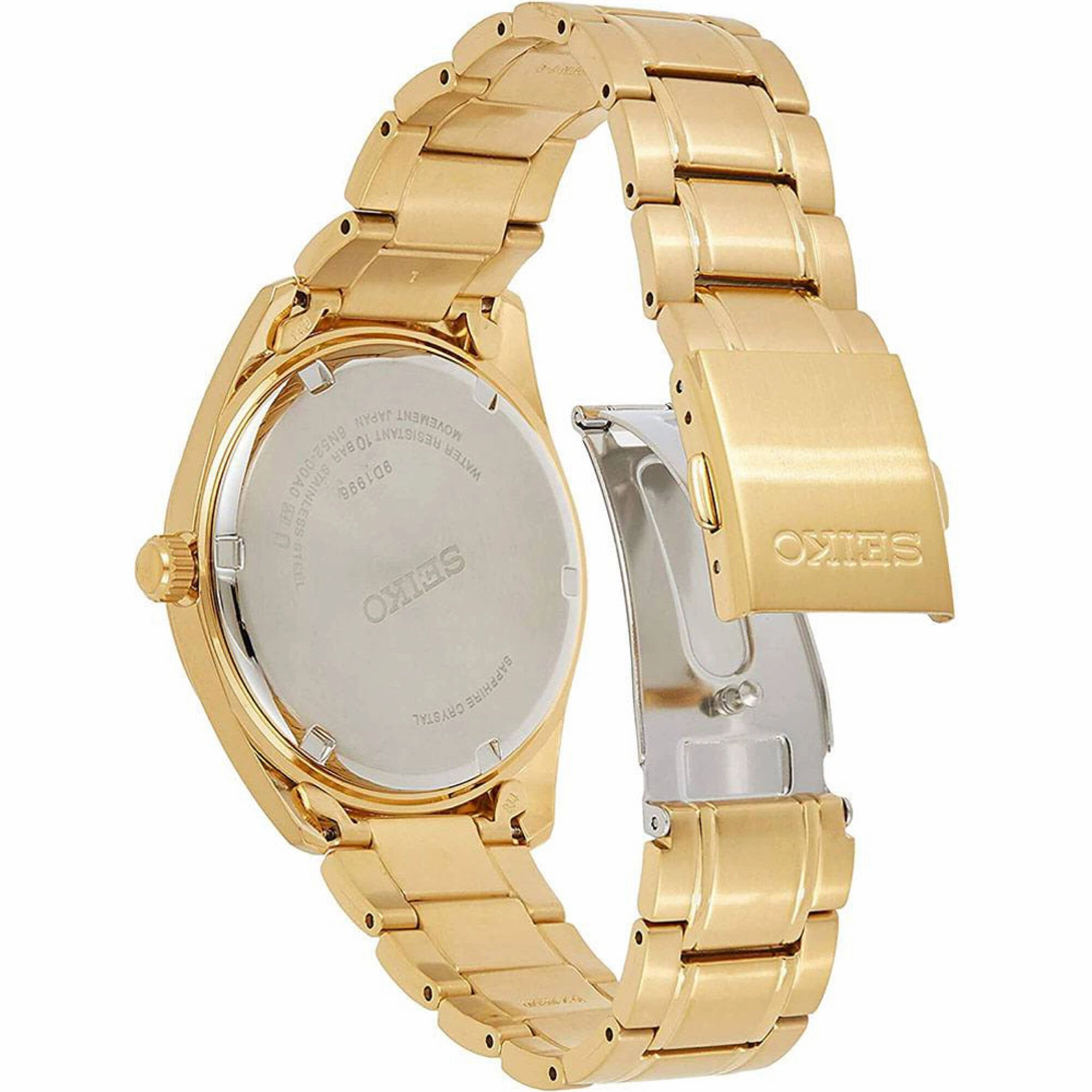 Seiko Men's Watch - Essentials White Dial Yellow Gold Steel Bracelet Date | SUR314P1