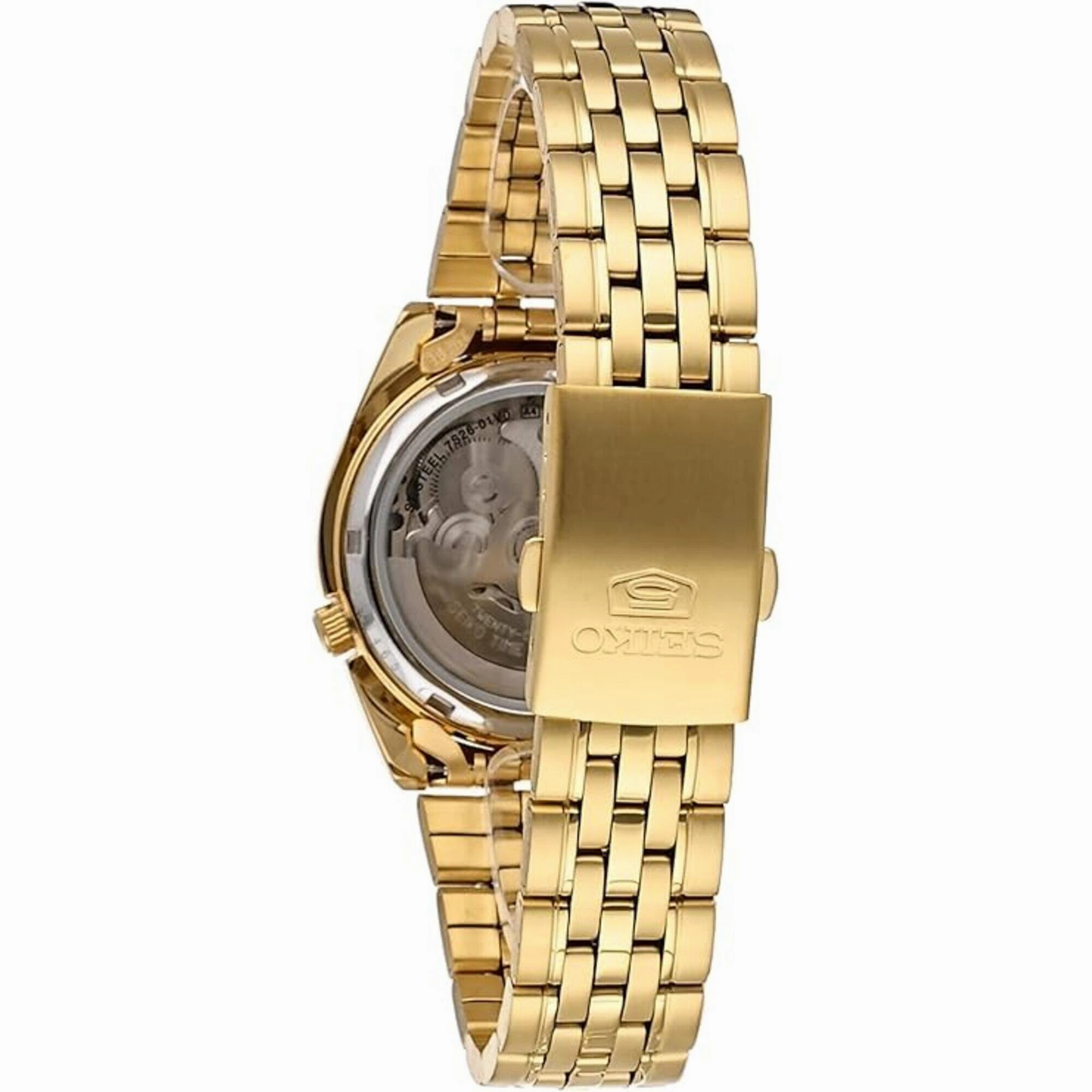 Seiko Men's Watch - Seiko 5 Automatic Power Reserve Gold Tone Dial Bracelet | SNK366
