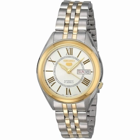 Seiko Men's Watch - Seiko 5 Automatic White Dial Two Tone Bracelet | SNKL36J1