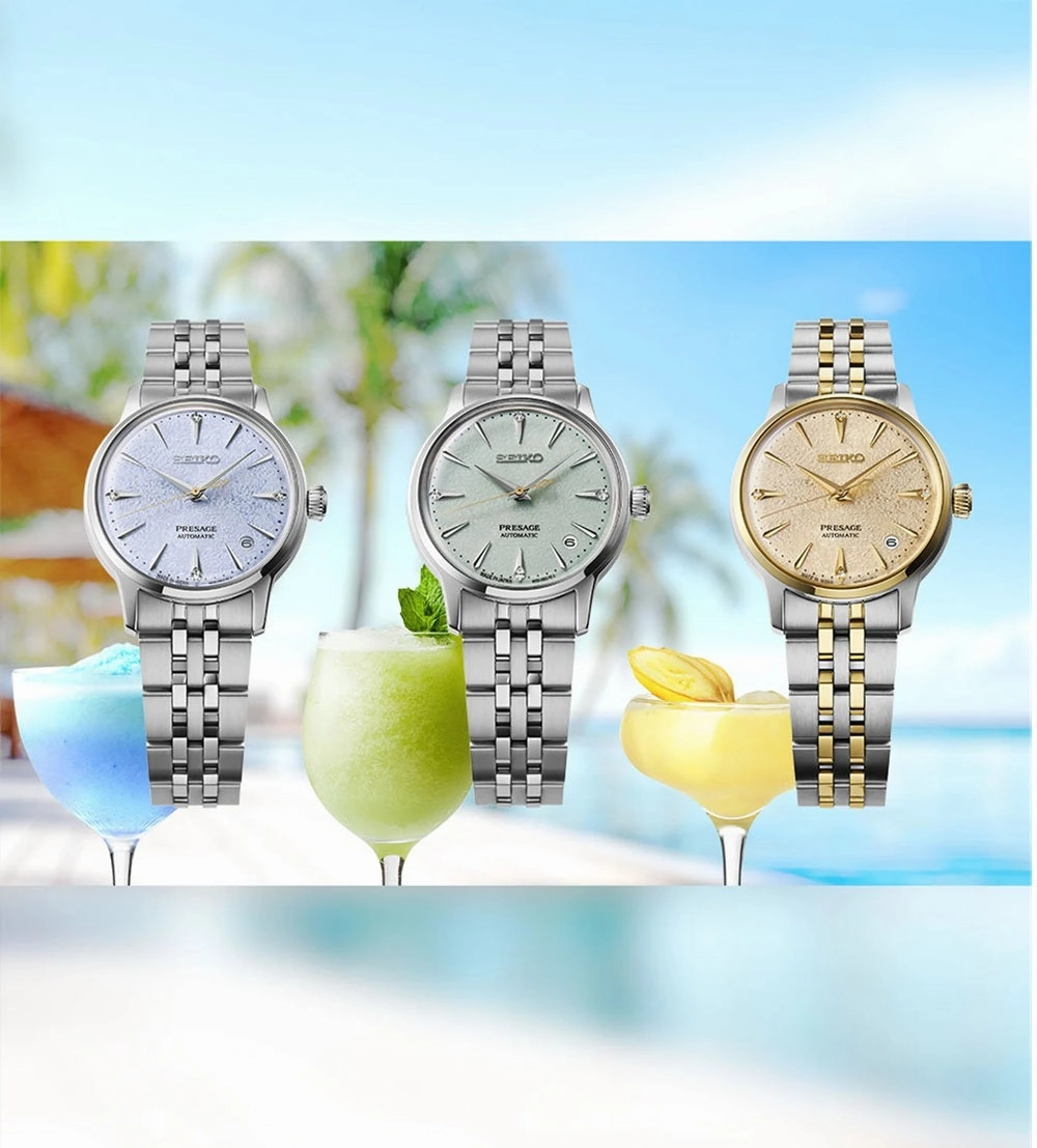 Seiko Presage Frozen Skydiving Diamond Cocktail Time Ladies Watch SRPL61J1