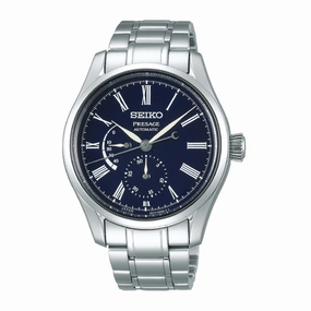 Seiko Presage (Japan Made) Automatic Enamel Silver Stainless Steel Band Watch SPB091J1