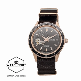 Seiko Presage (Japan Made) Open Heart Automatic Dark Brown Nylon Strap Watch SSA426J1 (LOCAL BUYERS ONLY)