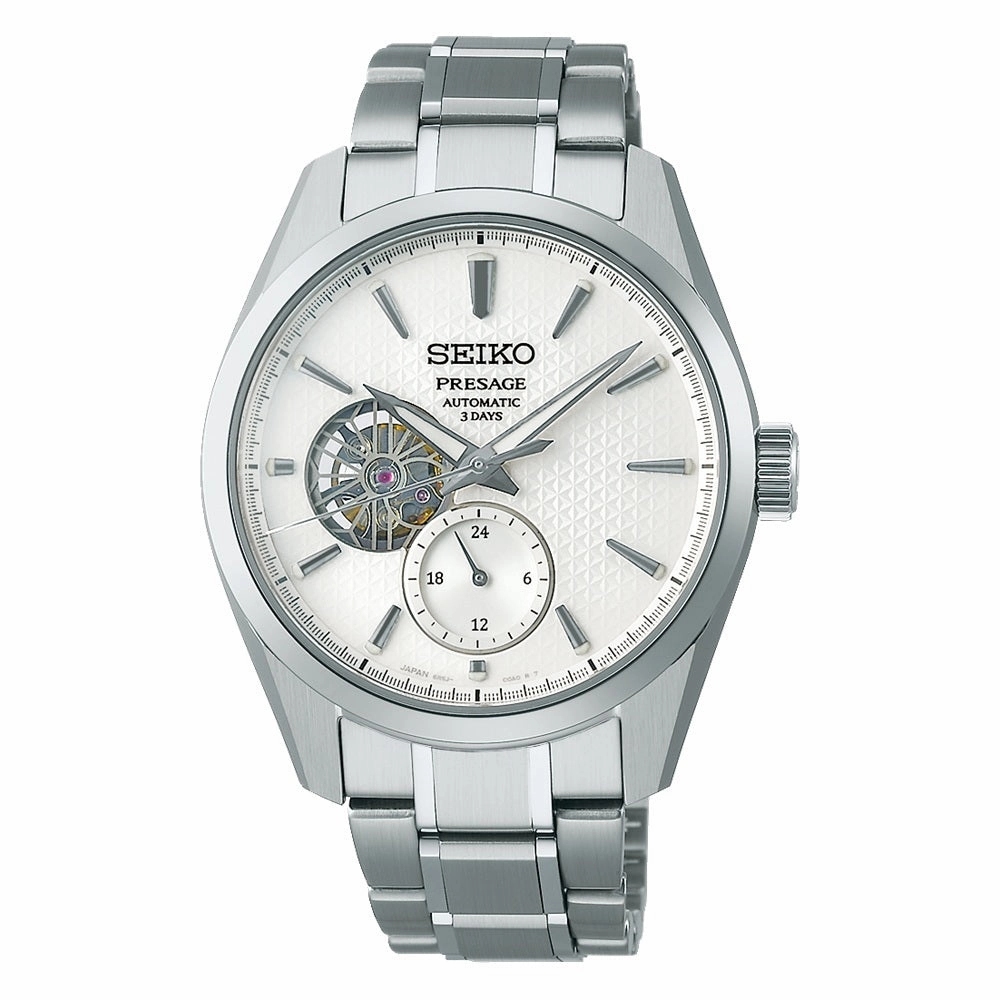 Seiko Presage Shiro Sharp-Edged Open Heart Automatic Mens Watch SPB415J1