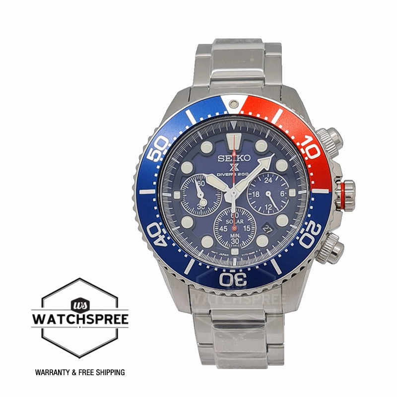 Seiko Prospex Diver's Solar Chronograph Silver Stainless Steel Band Watch SSC019P1 / SSC783P1 (LOCAL BUYERS ONLY)
