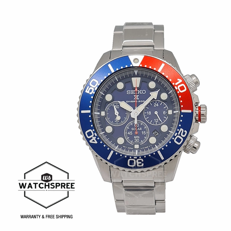 Seiko Prospex Diver's Solar Chronograph Silver Stainless Steel Band Watch SSC019P1 / SSC783P1 (LOCAL BUYERS ONLY)