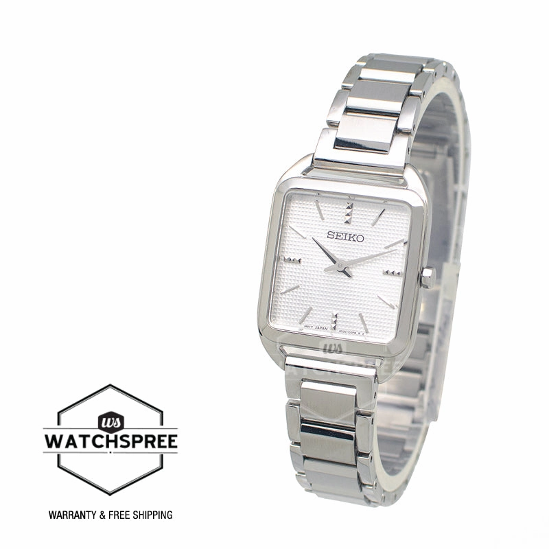 Seiko Women's Quartz Square Stainless Steel Band Watch SWR073P1