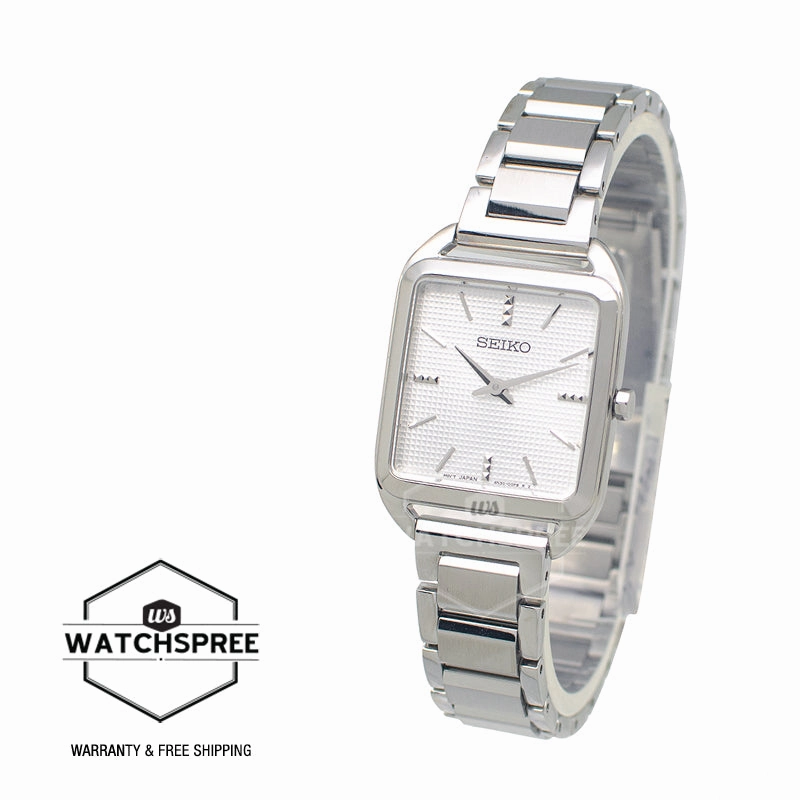 Seiko Women's Quartz Square Stainless Steel Band Watch SWR073P1