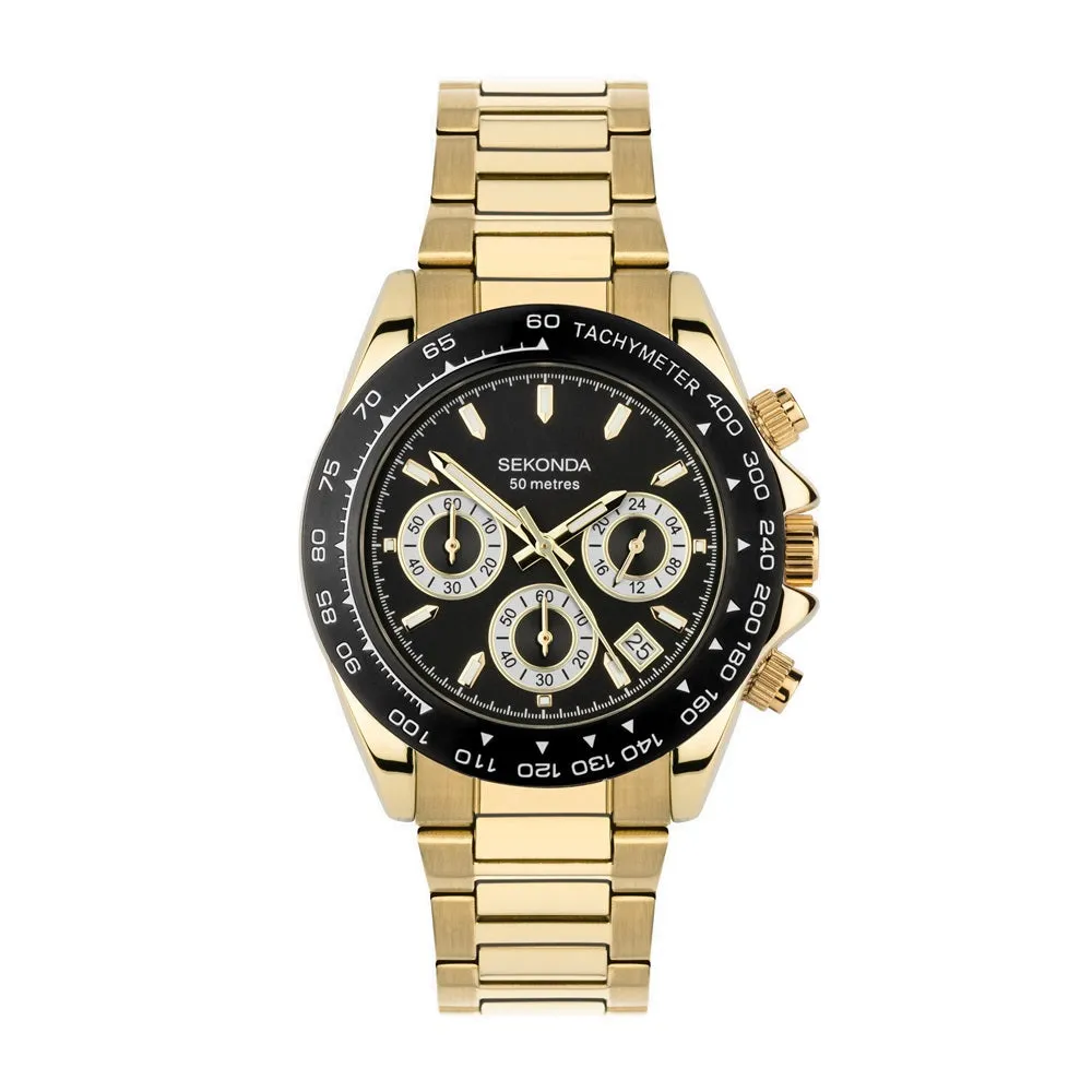Sekonda Circuit Chronograph Mens Gold Plated Watch 30203