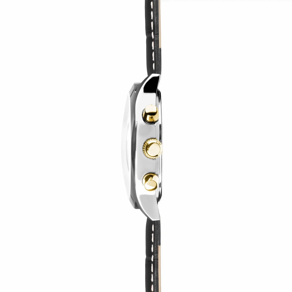 Sekonda Archer Chronograph Black Leather Strap Mens Watch 30235