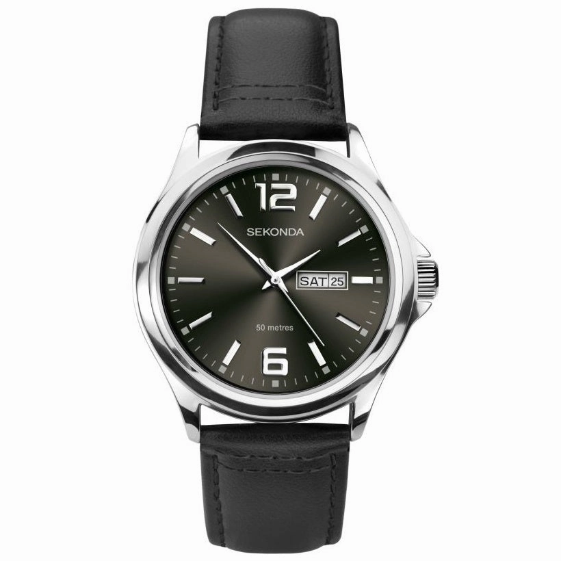 Sekonda Black Strap Day Date Mens Watch 1655