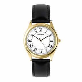 Sekonda Evans Classic Black Leather Strap Men's Watch 30250