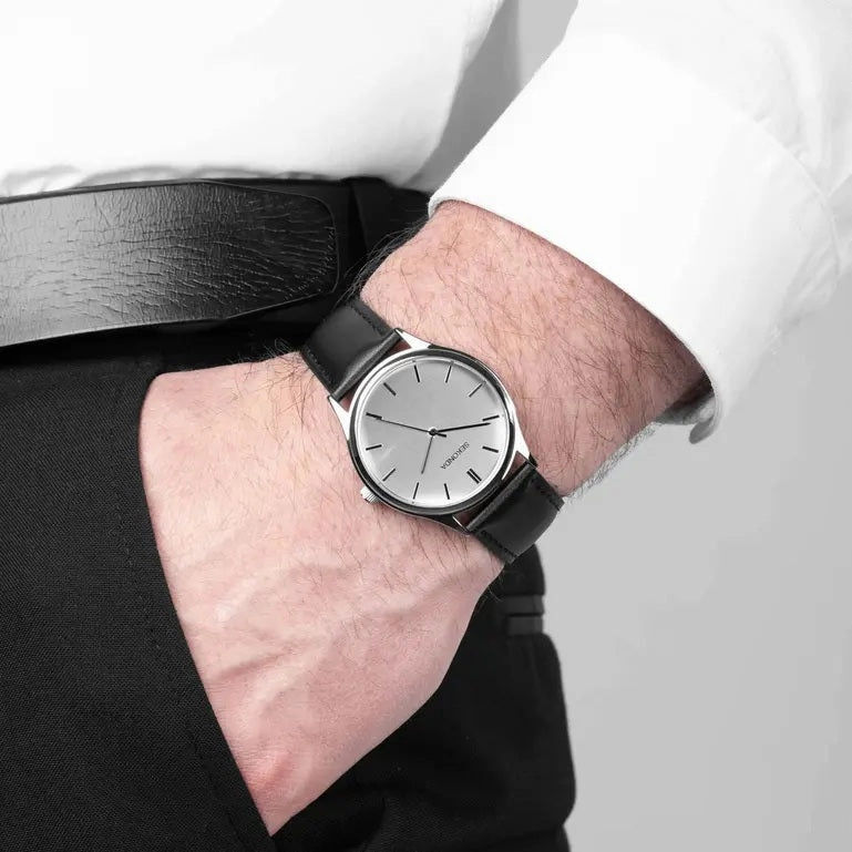Sekonda Evans Classic Black Leather Strap Men's Watch 30252