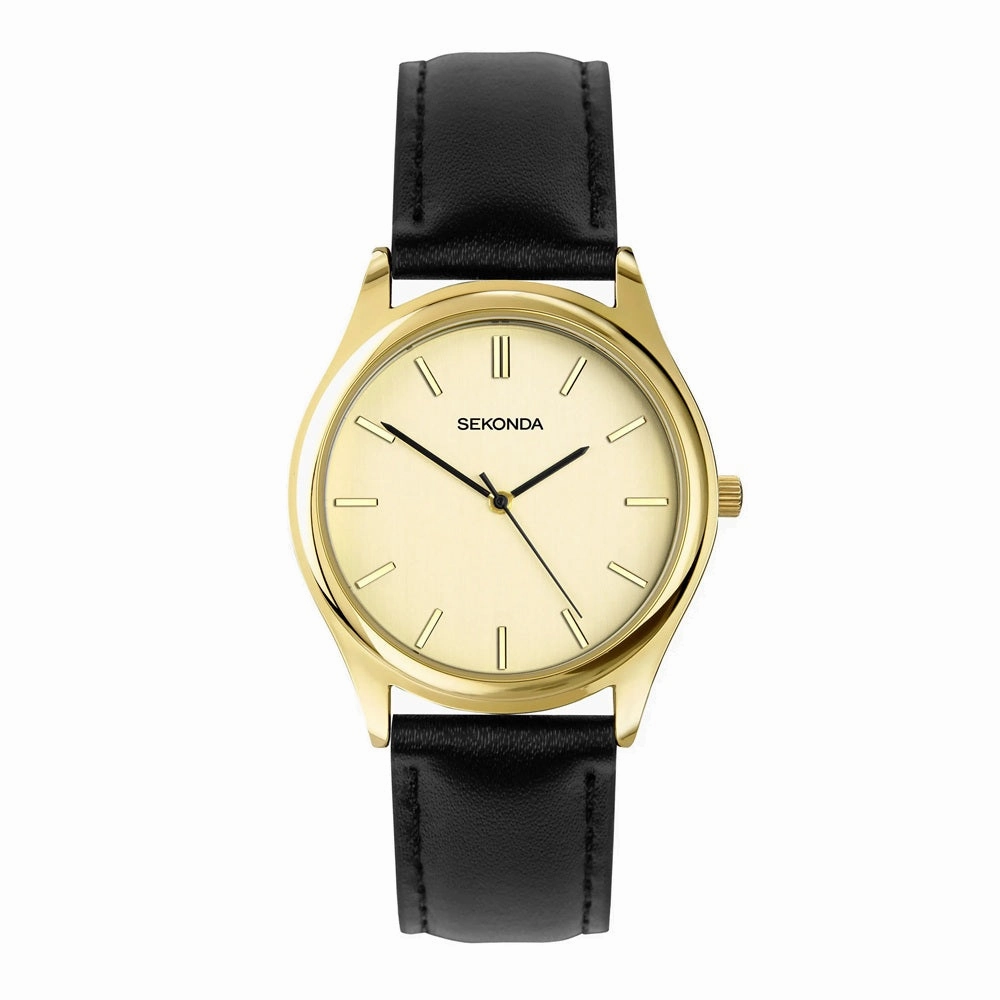 Sekonda Evans Classic Black Leather Strap Men's Watch 30253