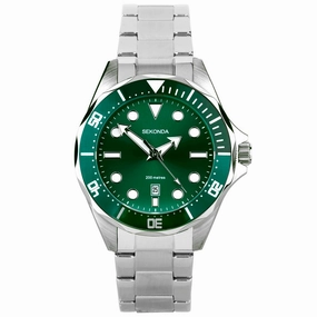 Sekonda Hudson Dive Mens Watch Stainless Steel Green Dial 30096