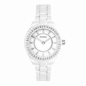 Sekonda Margot White Dial and Stone Set Bezel Ladies Watch 40687