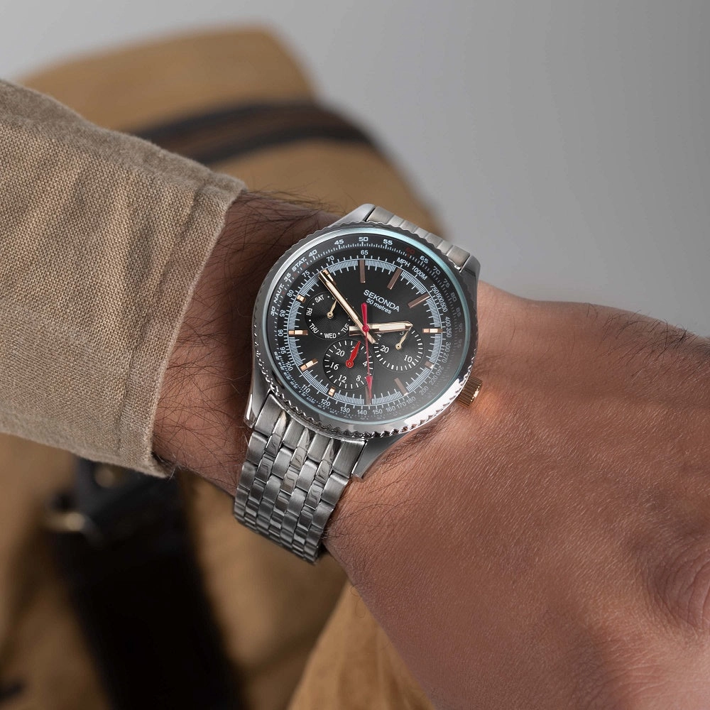 Sekonda Maverick Pilot Aviator Mens Bracelet Watch 30038