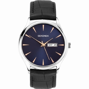 Sekonda Minimal Day Date Leather Strap Men's Watch 1895