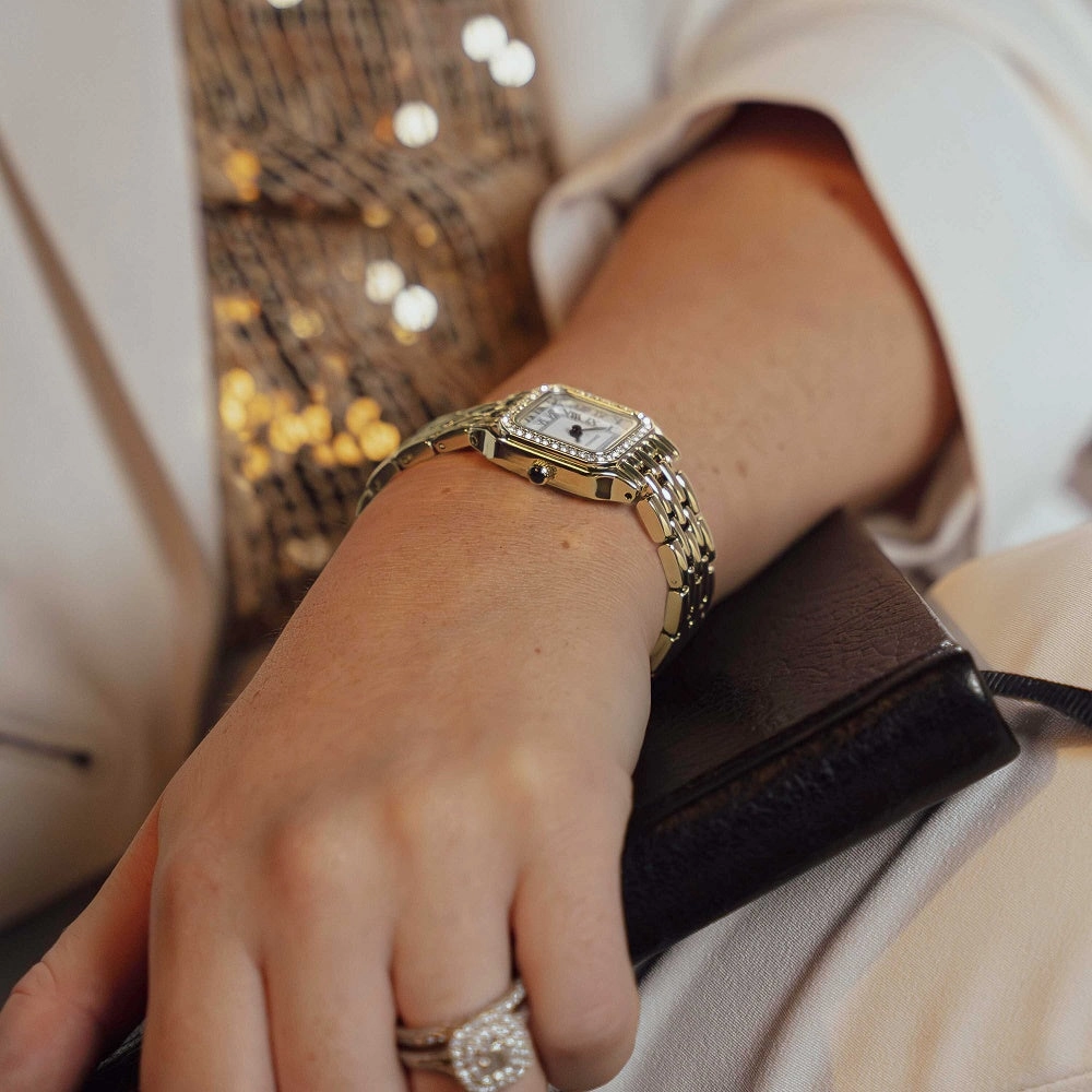 Sekonda Monica Crystal Bezel Ladies Watch Gold Plated Bracelet 40642