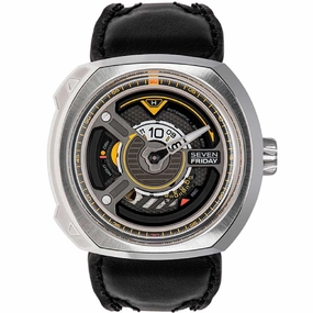 SevenFriday Men's Watch - Blade Power Reserve Black Genuine Leather Strap | W1-01