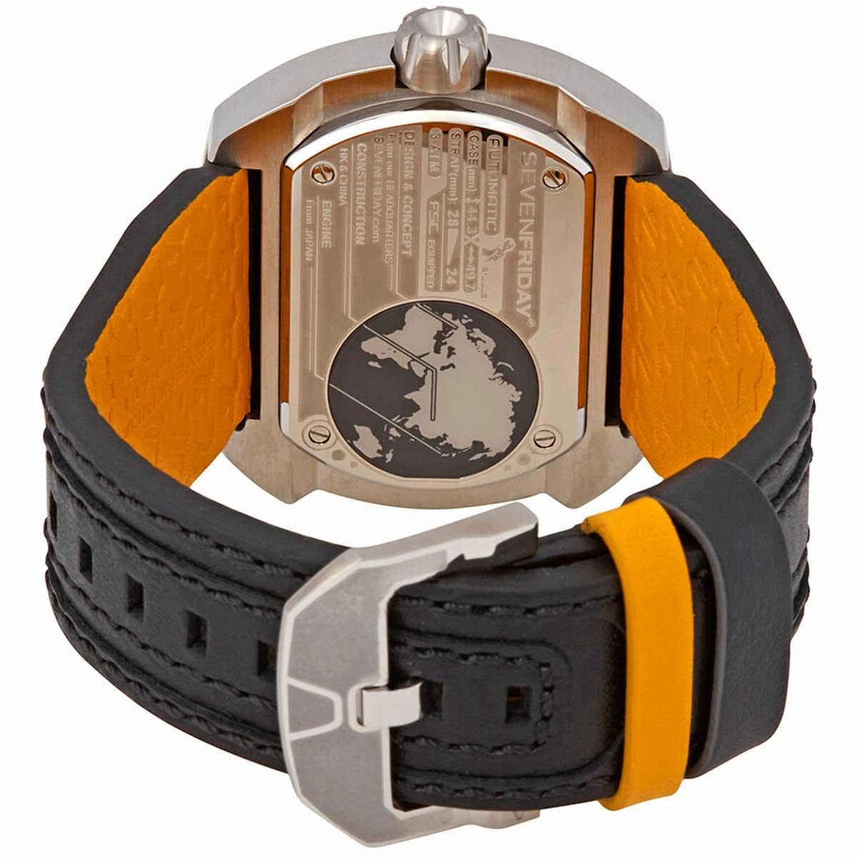 SevenFriday Men's Watch - Blade Power Reserve Black Genuine Leather Strap | W1-01