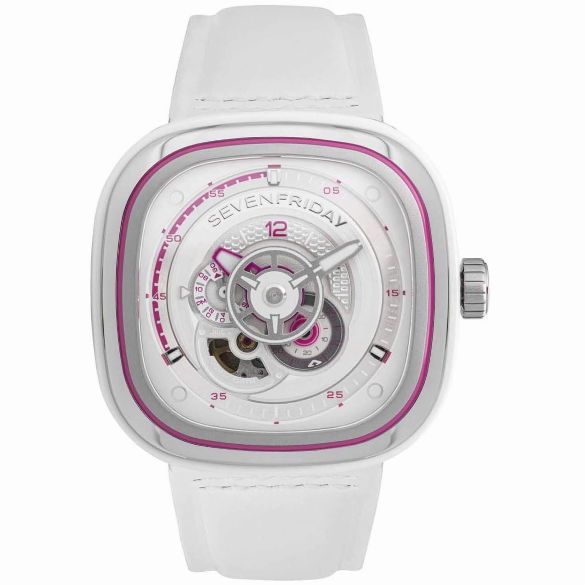 SevenFriday Men's Watch - P-Series Beach Club White and Pink Dial Strap | P3C-12