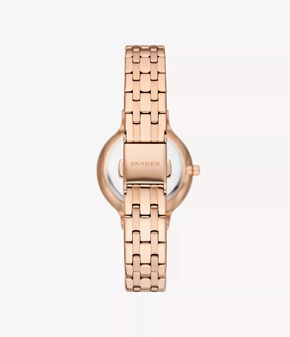 Skagen Anita Rose Gold Stainless Steel Watch with Three-Hand Movement SKW3128