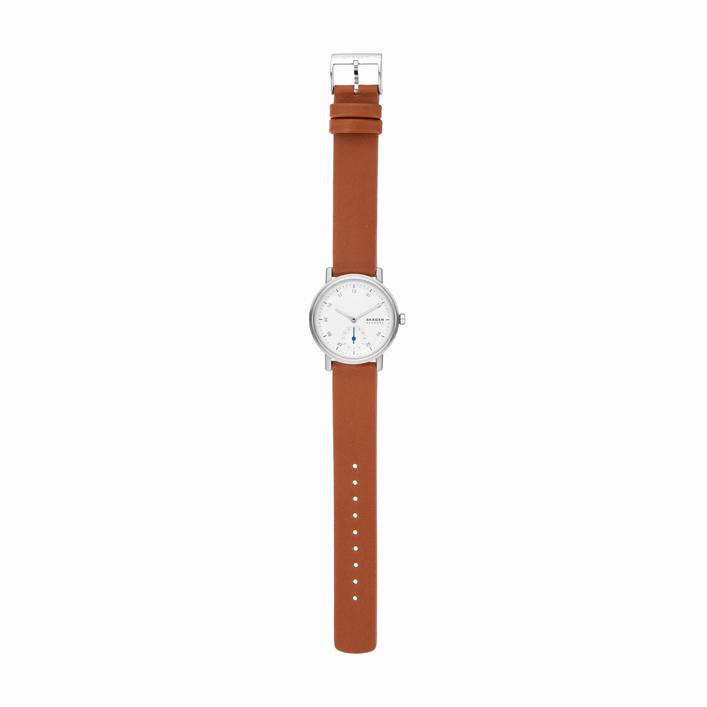 Skagen Kuppel Lille Elegant Watch with Minimalist Sub-Second Dial & Luxurious Brown Leather Strap - SKW3103