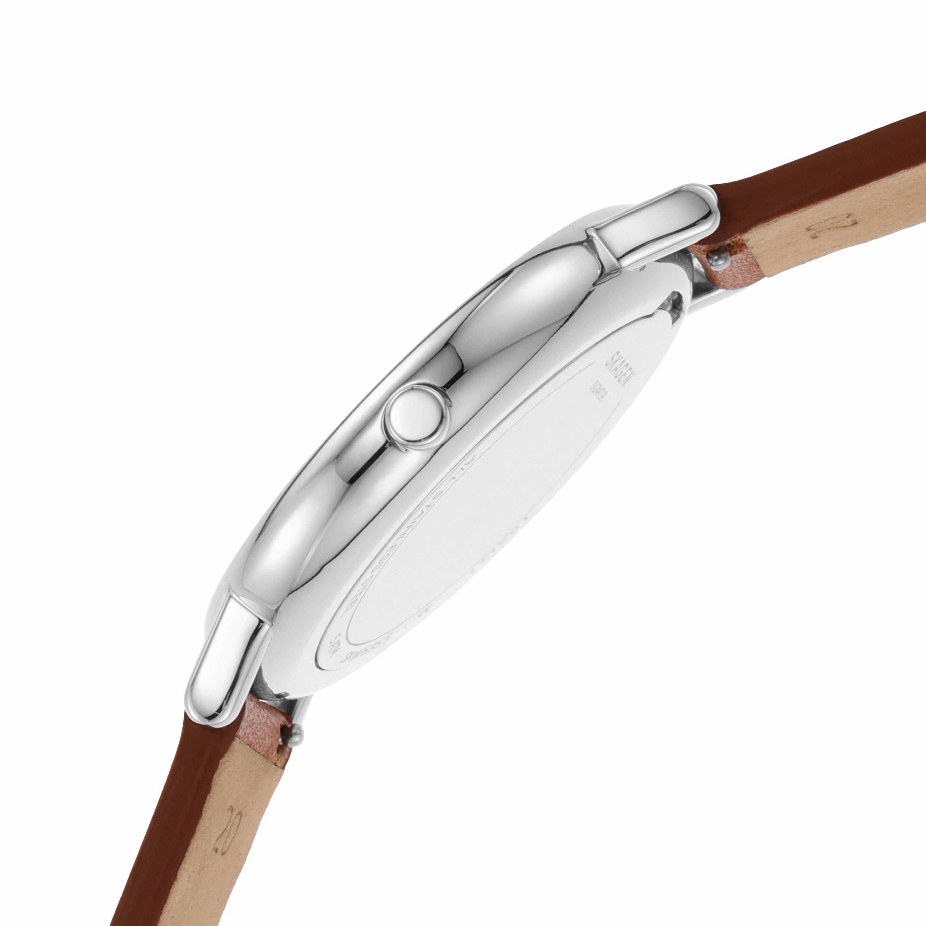 Skagen Signatur Men's Blue Dial Watch with Brown Leather Strap SKW6355