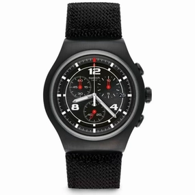Swatch Men's Watch - Irony Thenero Chronograph Quartz Black Dial Strap | YOB404