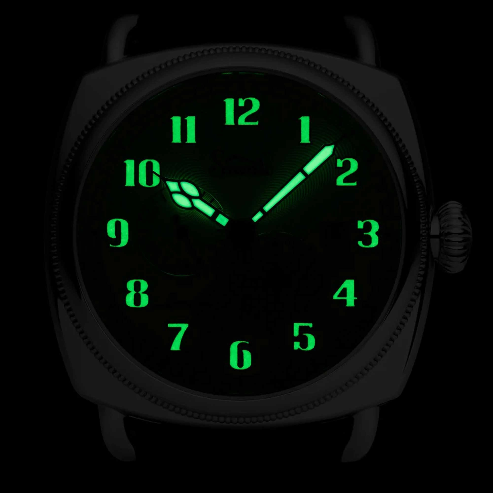 Szanto Men's Automatic Watch - Officer Coin Cushion Black Dial Strap | SZ 6201E