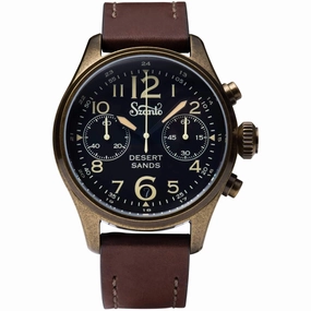 Szanto Men's Chronograph Watch - Desert Sands Antique Gold Case Brown Strap | SZ 4552