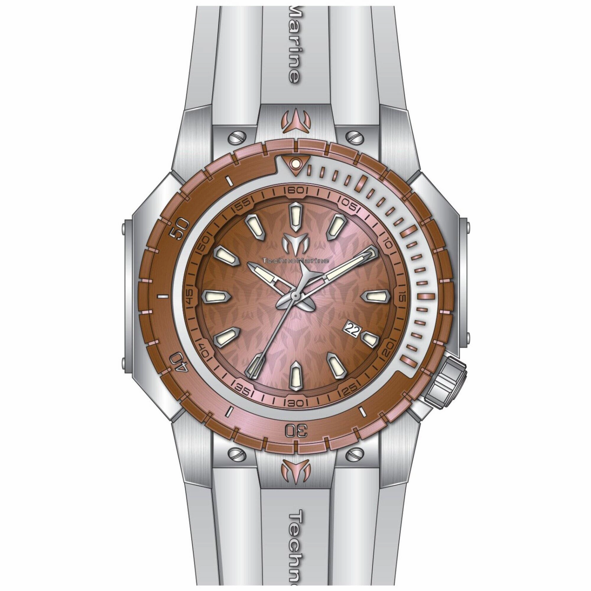 Technomarine Men's Watch - Manta Sea Quartz Rose Gold Dial Silicone Strap | TM-224005
