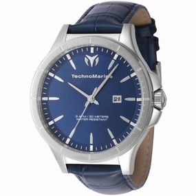 Technomarine Men's Watch - MoonSun Quartz Blue Dial Leather Strap Date | TM-822012