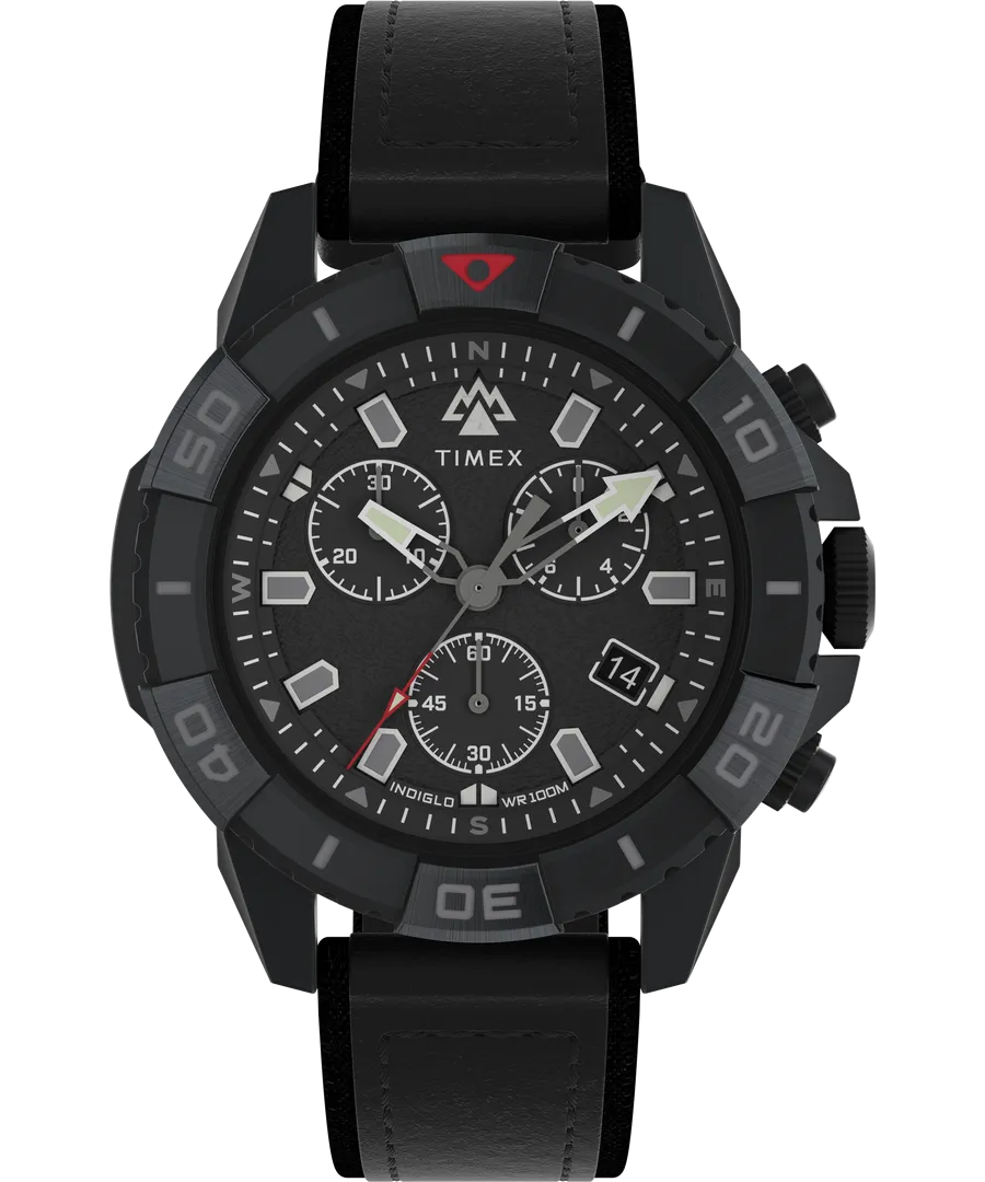 Timex Expedition 42mm Leather Black Dial Watch TW2W16000