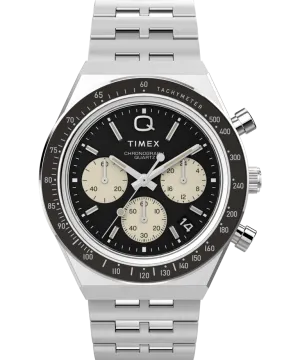 Timex Q Chronograph Stainless Steel Black Dial Watch TW2V42600