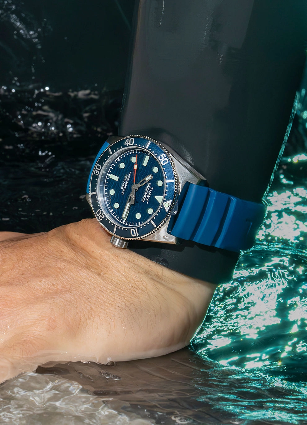 Timex Deepwater Reef 200M 41mm Blue Rubber Strap Watch TW2W74600