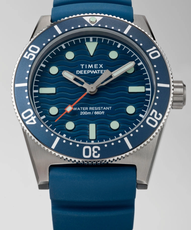 Timex Deepwater Reef 200M 41mm Blue Rubber Strap Watch TW2W74600